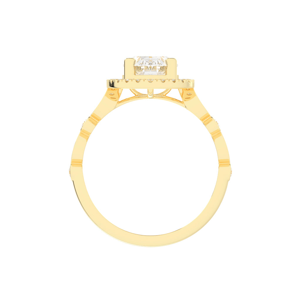 Halovion Bezel Shank Oval Cut Halo Lab Diamond Ring