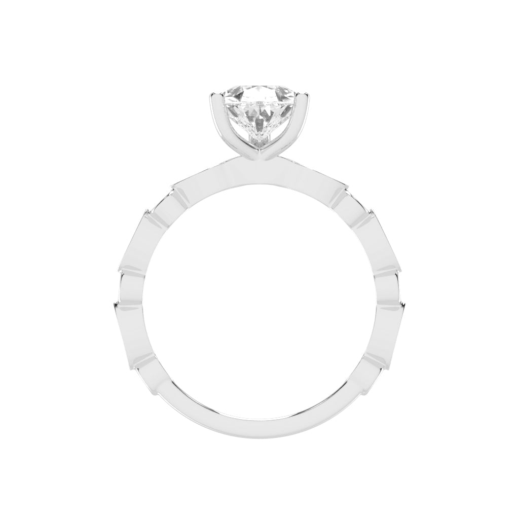 Triside Vintage Pear Cut Side Stone Lab Diamond Ring