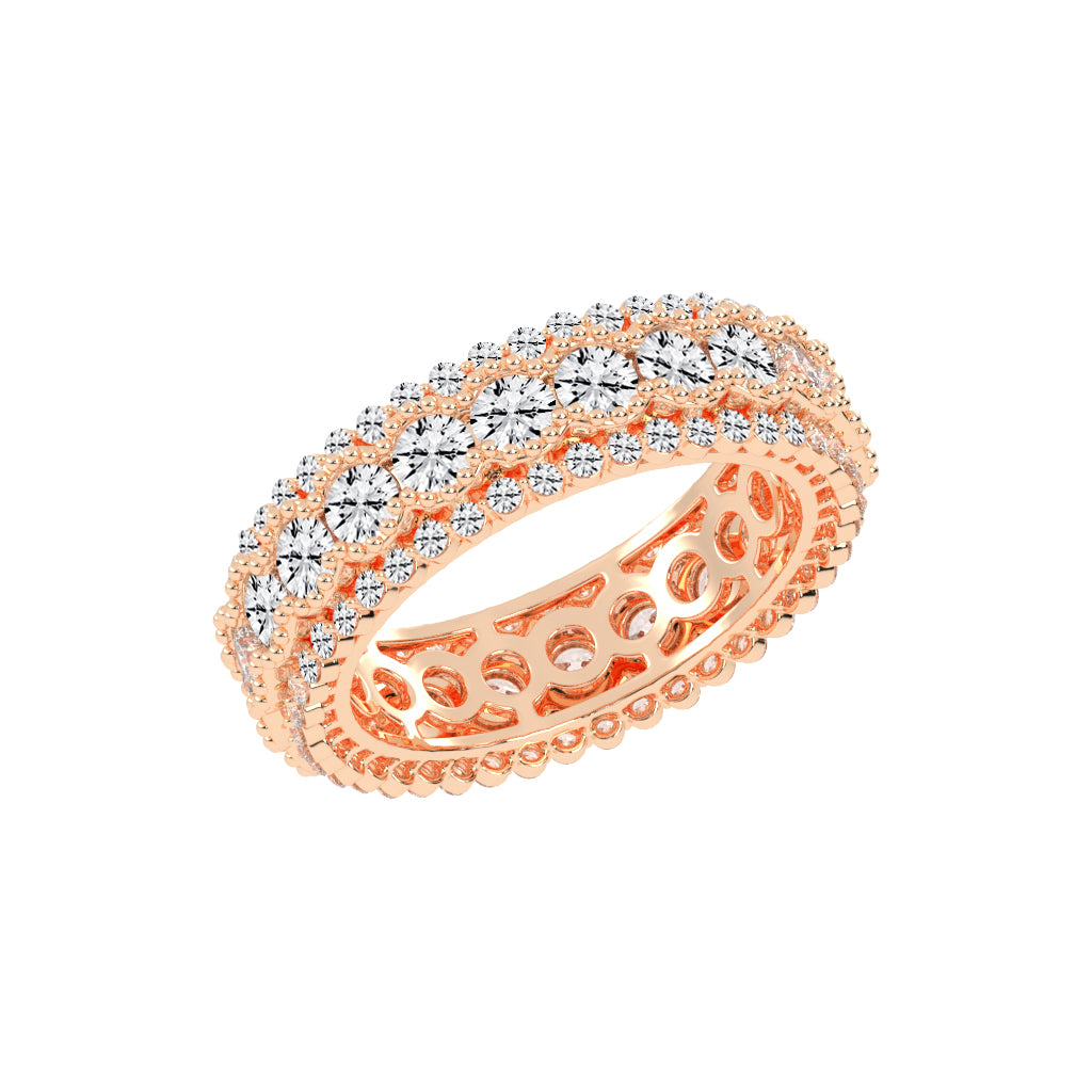 Valenne Three Row Round Cut Lab Diamond Ring