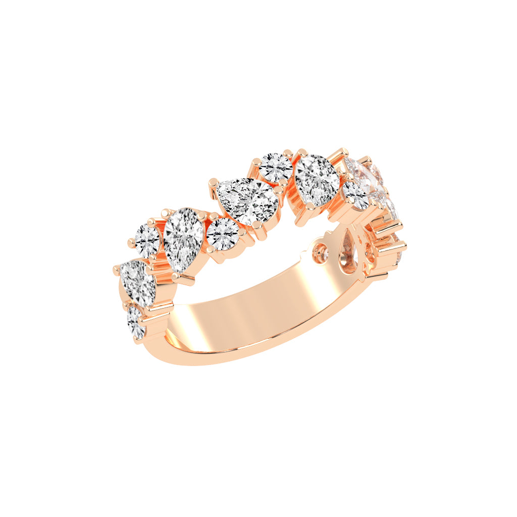 Vespera Three Prong Pear & Round Cut Eternity Diamond Ring