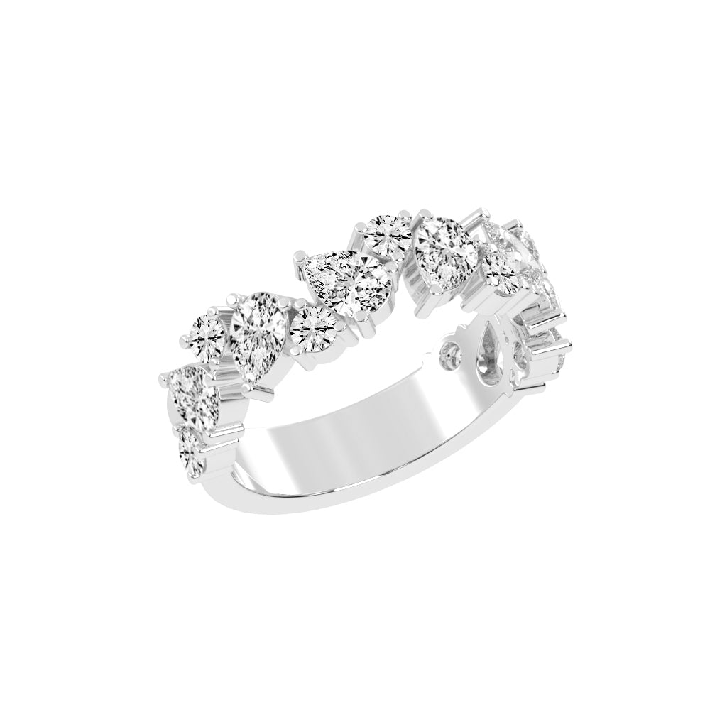 Vespera Three Prong Pear & Round Cut Eternity Diamond Ring