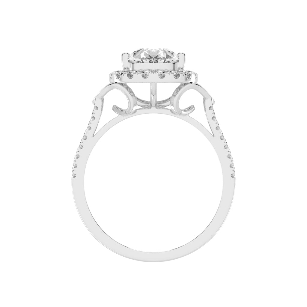 Halestira Cathedral Pear Cut Halo Lab Diamond Ring