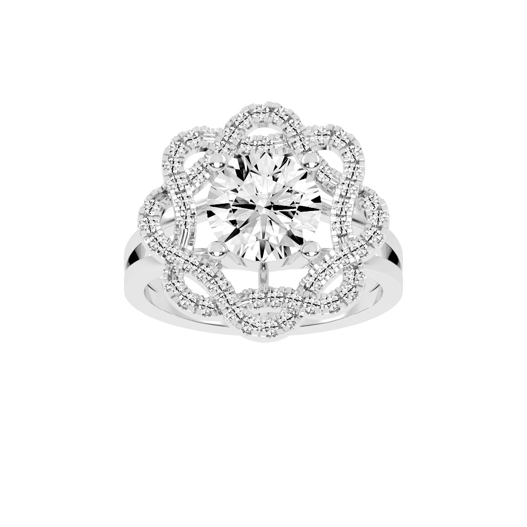 Veloretta Four Prong Round Lab Diamond Ring
