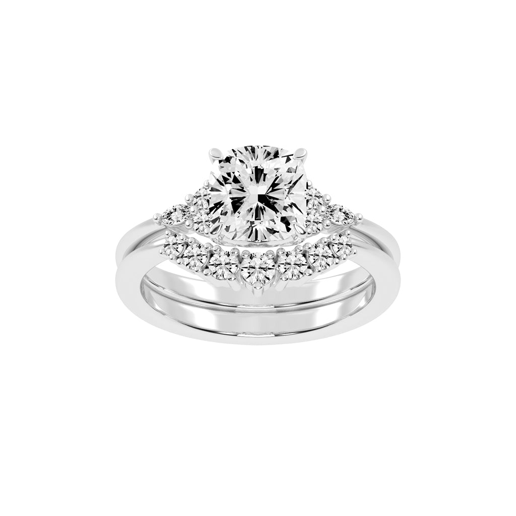Radiastre Cushion Cut Side Stone Lab Diamond Ring