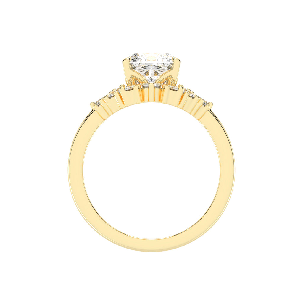 Radiastre Cushion Cut Side Stone Lab Diamond Ring