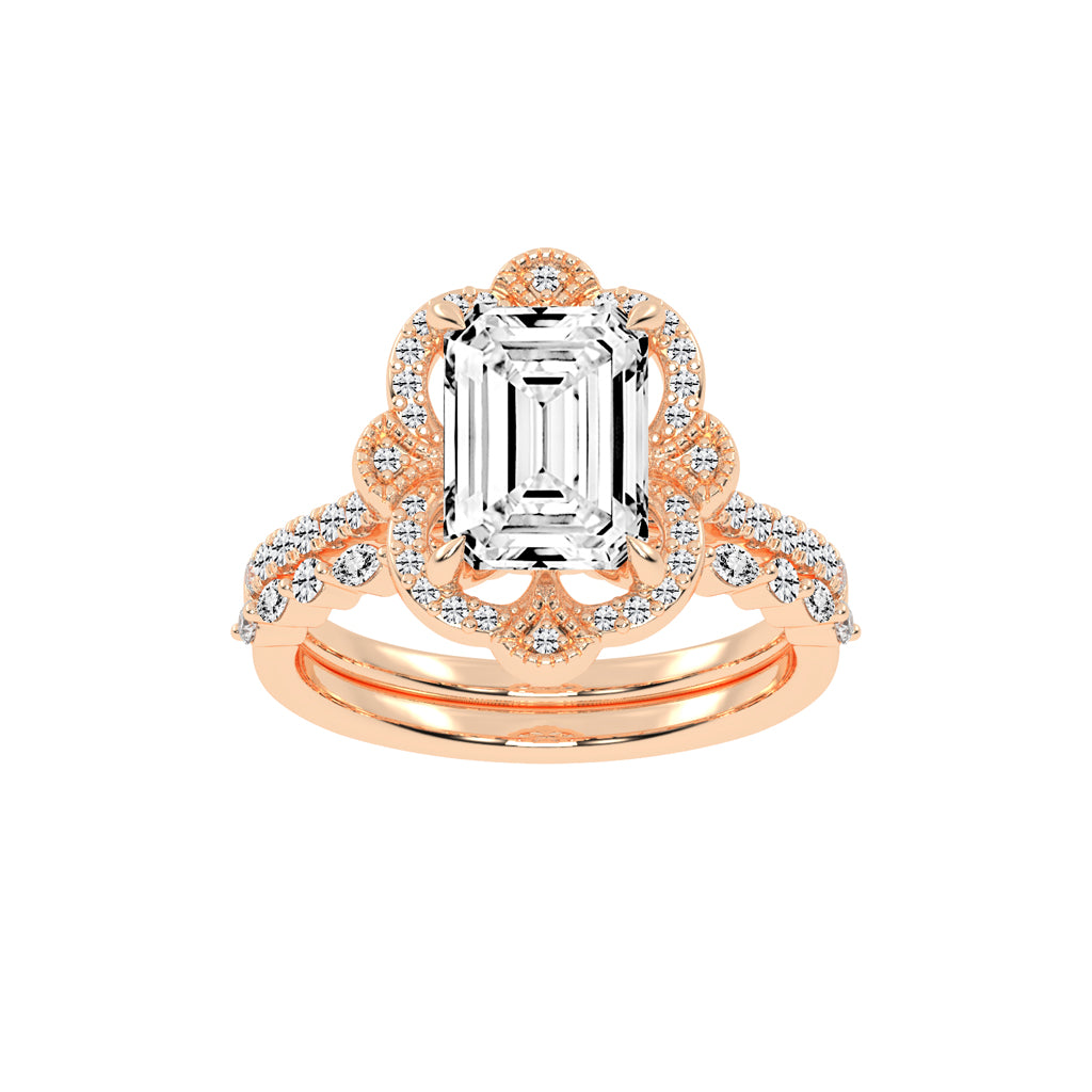 Purevya Two Shank Emerald Cut Lab Diamond Ring