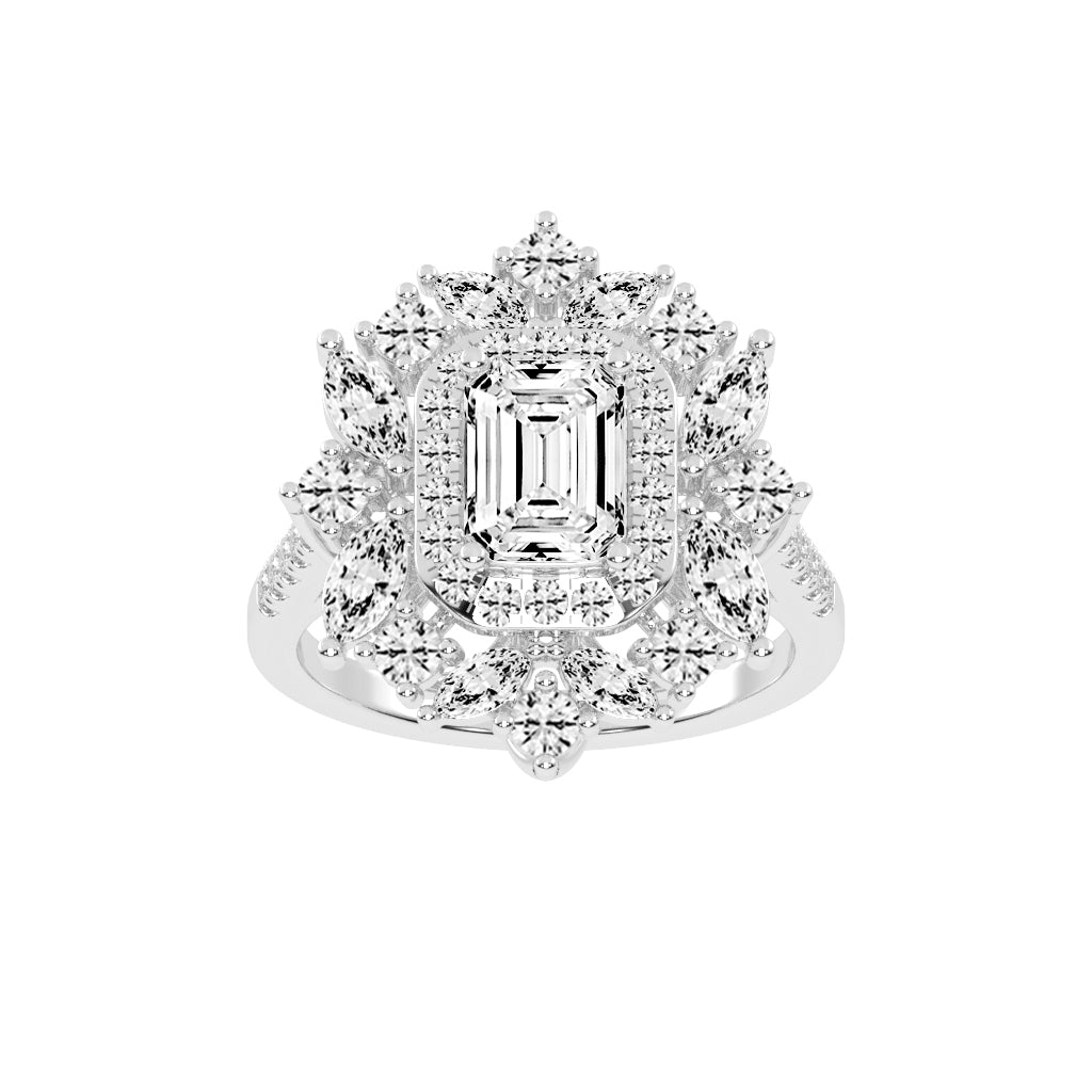 Luxivia Emerald Shape Cut Diamond Ring