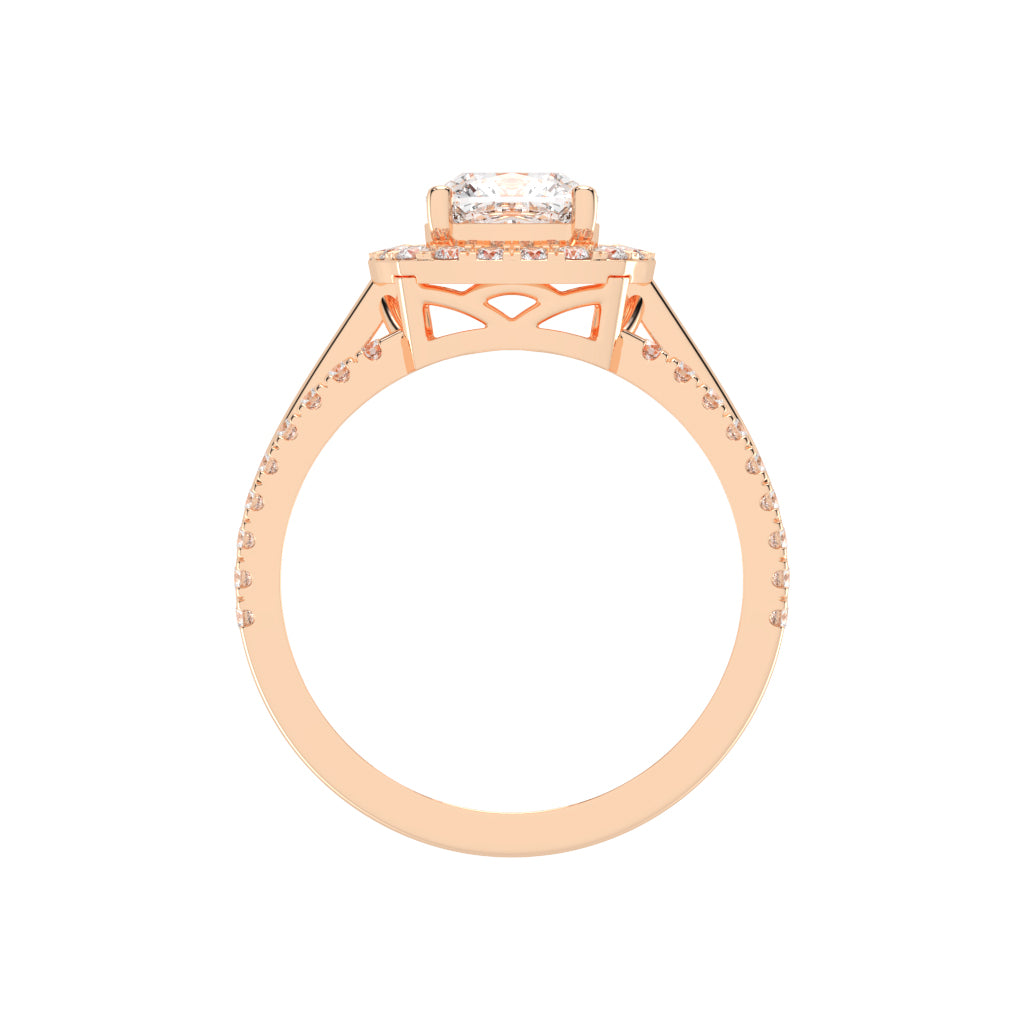 Halysia Cushion Cut Halo Lab Diamond Ring