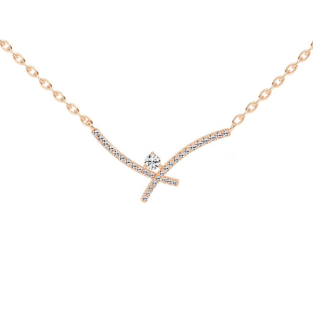 Cleo X-Shape Round Cut Delicate Lab Diamond Pendant