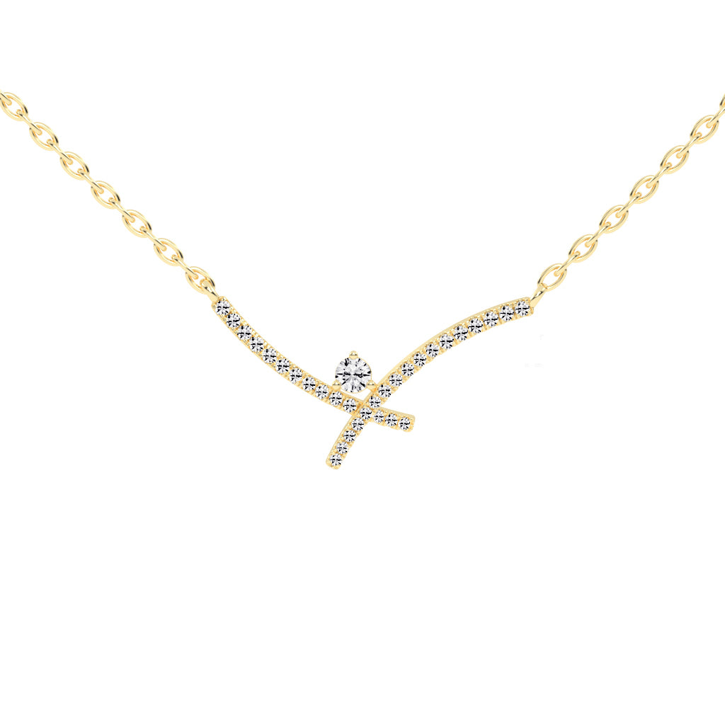 Cleo X-Shape Round Cut Delicate Lab Diamond Pendant