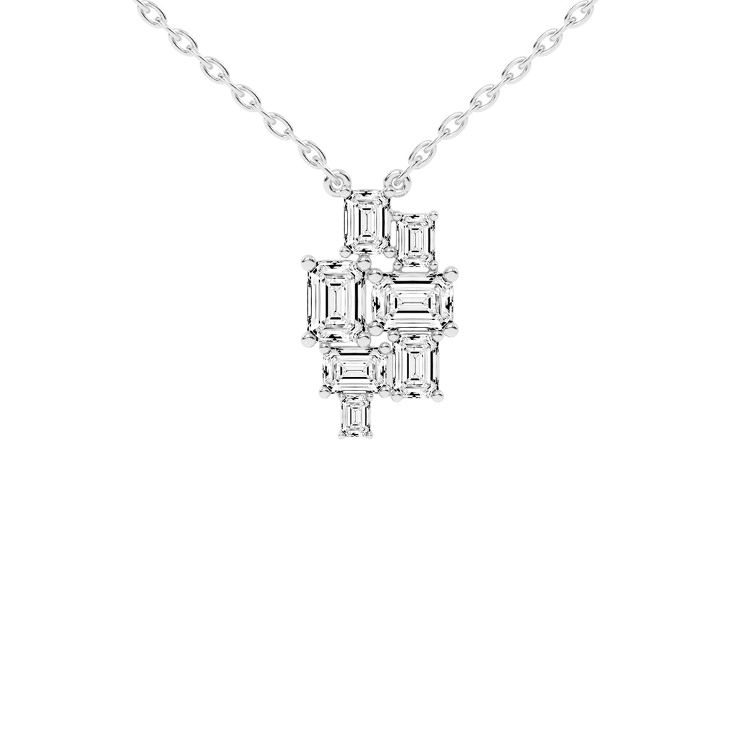 Xena 3.75Ct Baguette Emerald Cut Fancy Lab Diamond Pendant