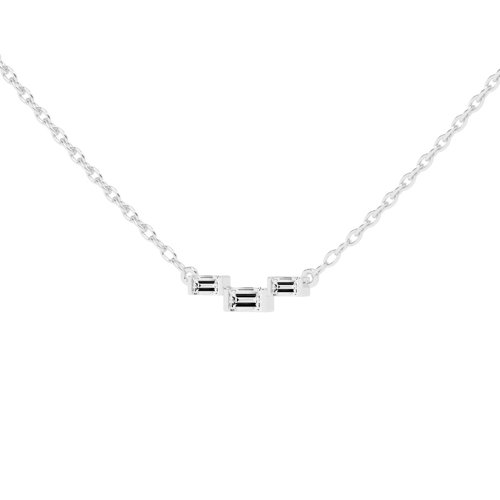 Halia Three Stone Emerald Cut Fancy Lab Diamond Pendant