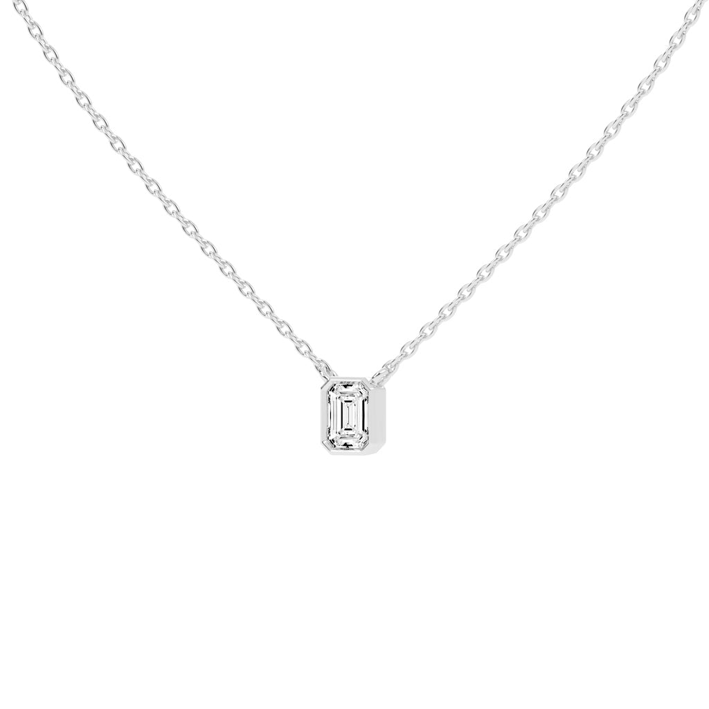 1.5Ct Emerald Shape, Gold, Solitaire Pendants