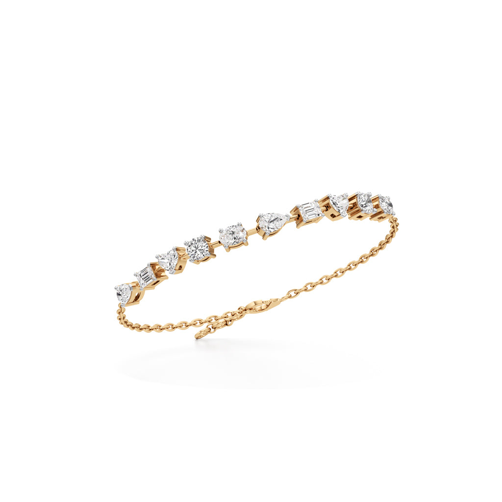 2.5Ct Round Shape Gold Chain Bracelets
