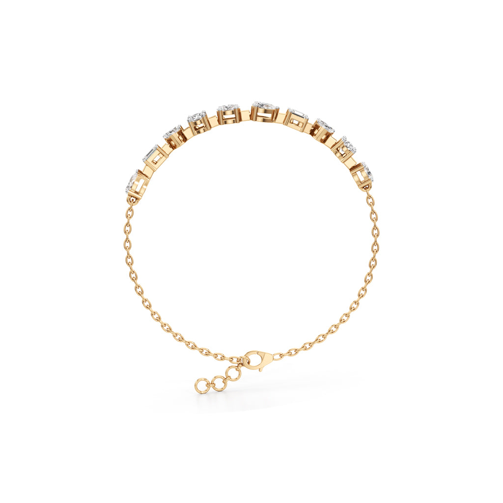 2.5Ct Round Shape Gold Chain Bracelets