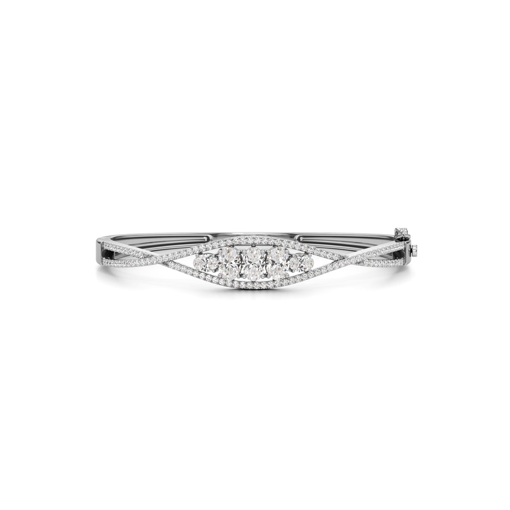 Nessa 2.25Ct Criss-Cross Oval Cut Kada Bracelet