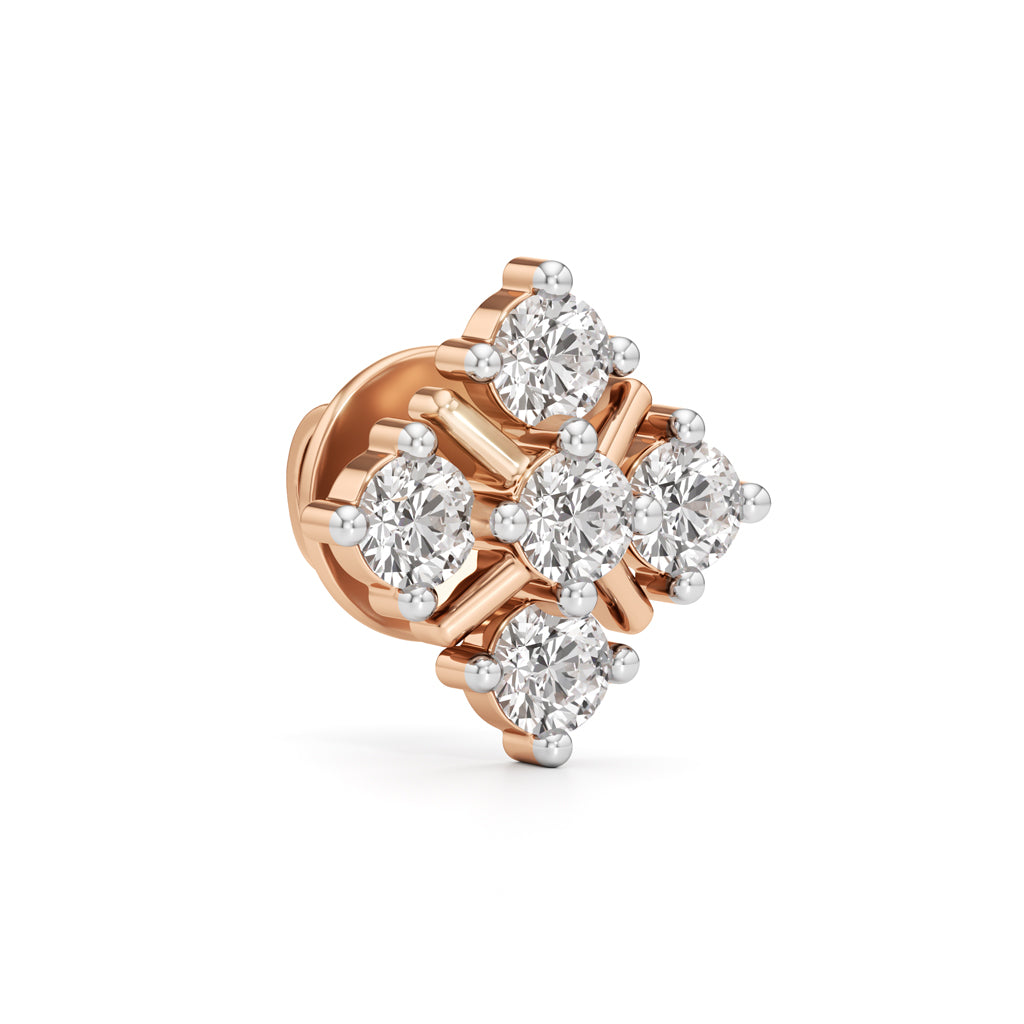 1Ct Round Shape Fancy Studs Earrings