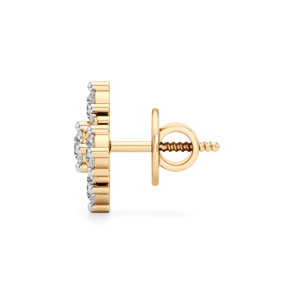 1Ct Round Shape Fancy Studs Earrings