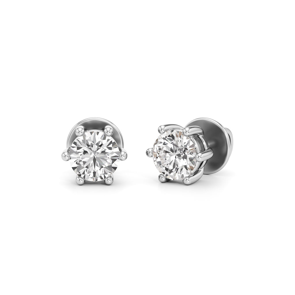 1Ct Round Shape Solitaire Studs Earrings