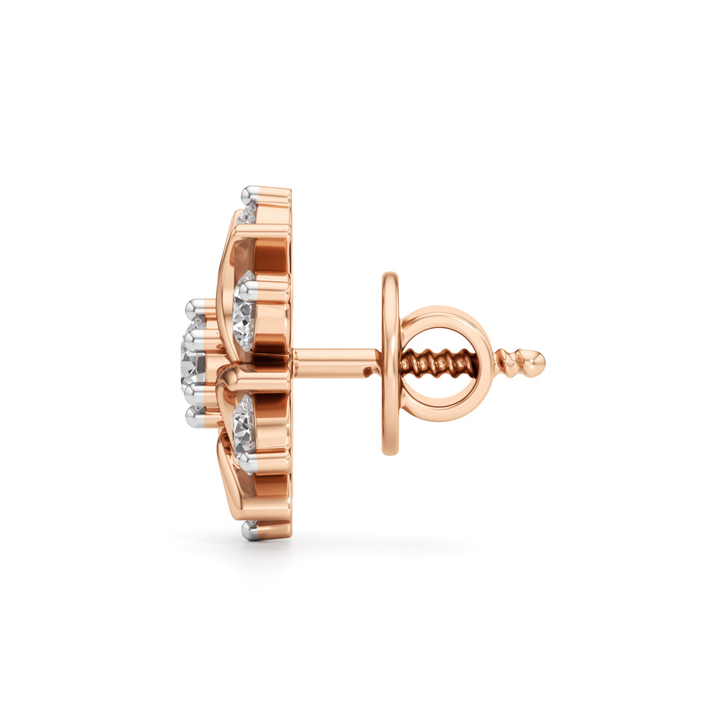 1Ct Round Shape Fancy Studs Earrings