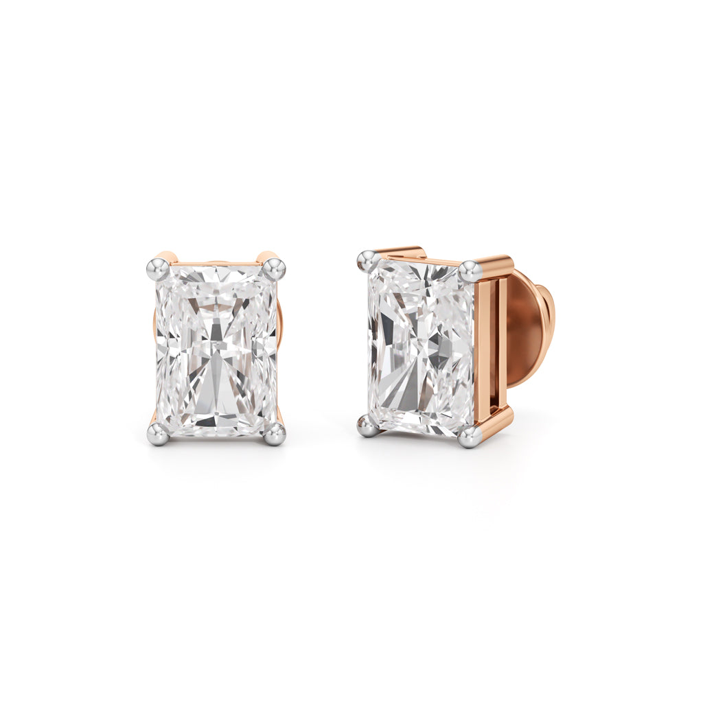 2.5Ct Radiant Shape Solitaire Studs Earrings