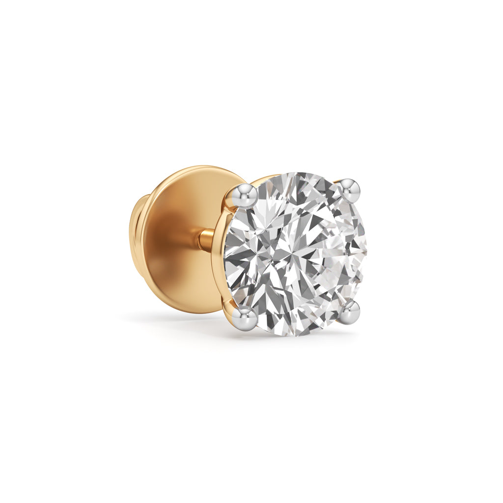 Elite Solitaire 925 Silver 18K Gold Plated Stud Earrings