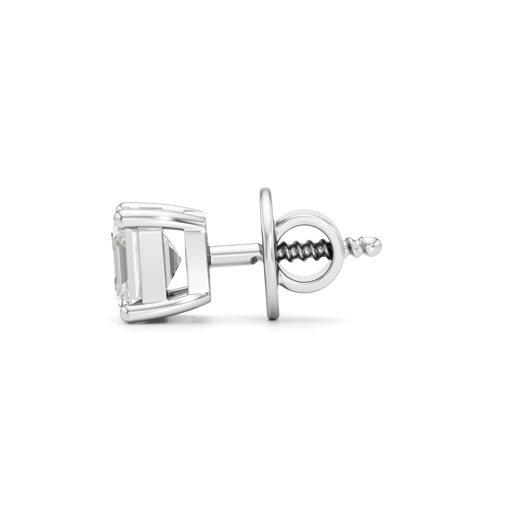 1Ct Asscher Shape Solitaire Studs Earrings