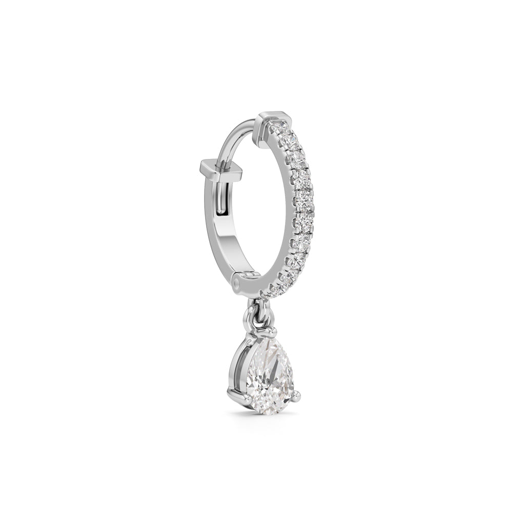 1Ct Pear Shape,,Hoops Earrings