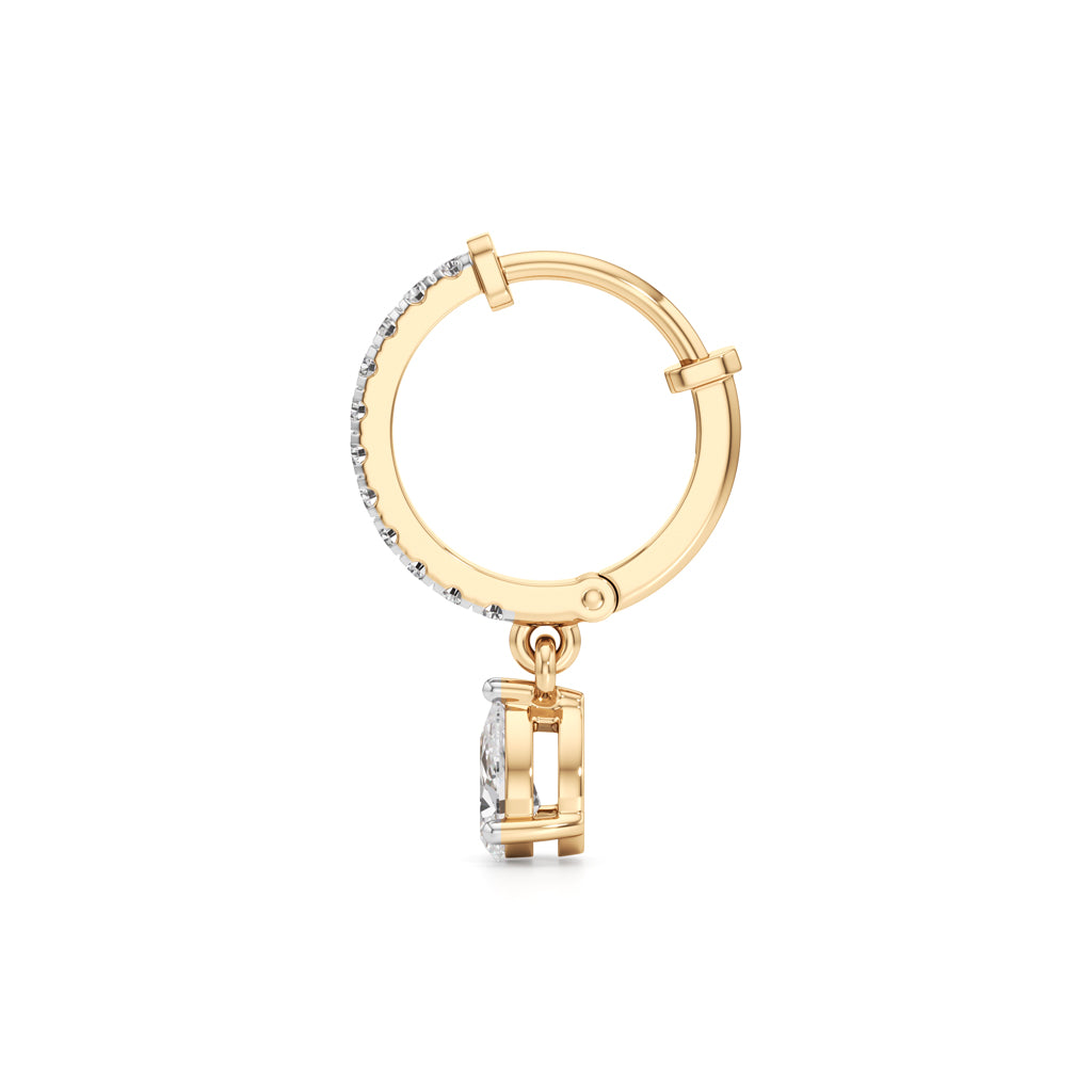 1Ct Pear Shape,,Hoops Earrings