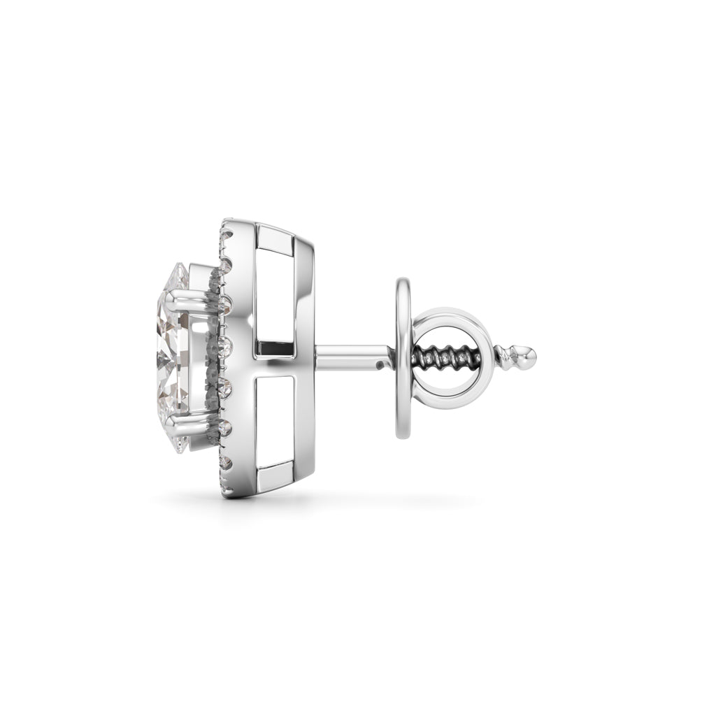 1.75Ct Round Shape Halo Studs Earrings