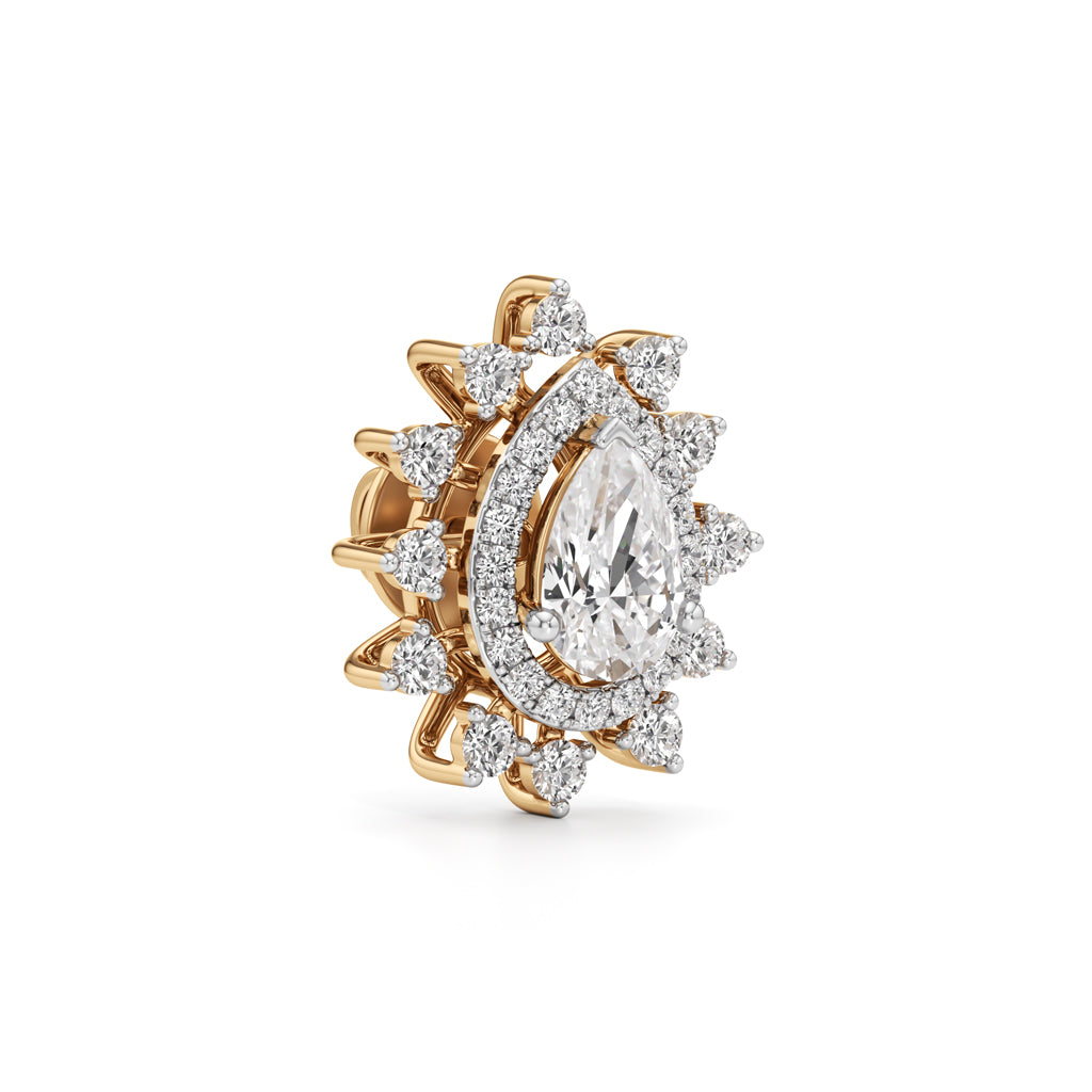 1.50Ct Pear Shape Halo Studs Earrings