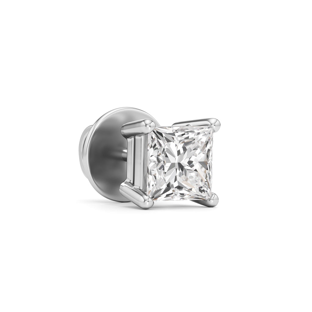1Ct Princess Shape Solitaire Studs Earrings