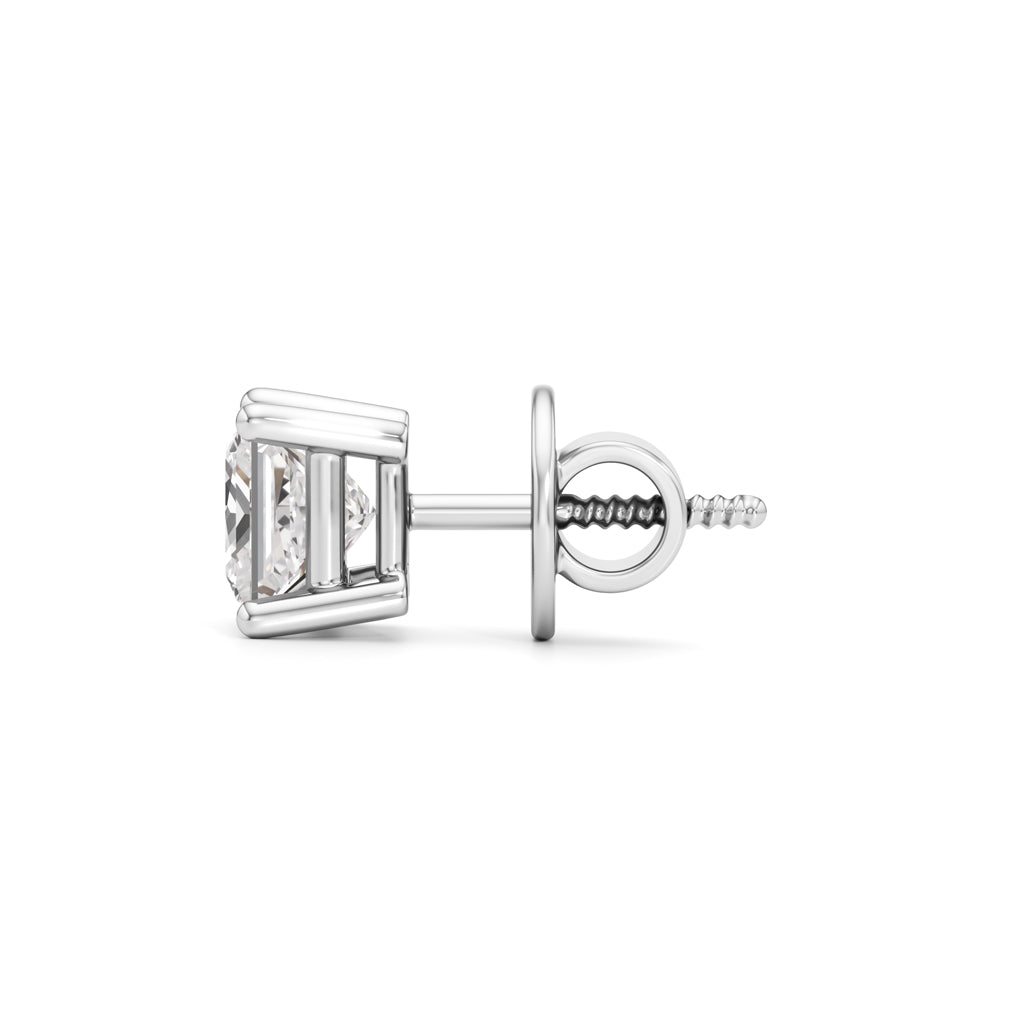 1Ct Princess Shape Solitaire Studs Earrings