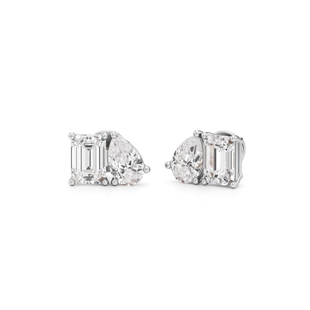 4.5Ct Emerald Shape,,Solitaire Studs Earrings
