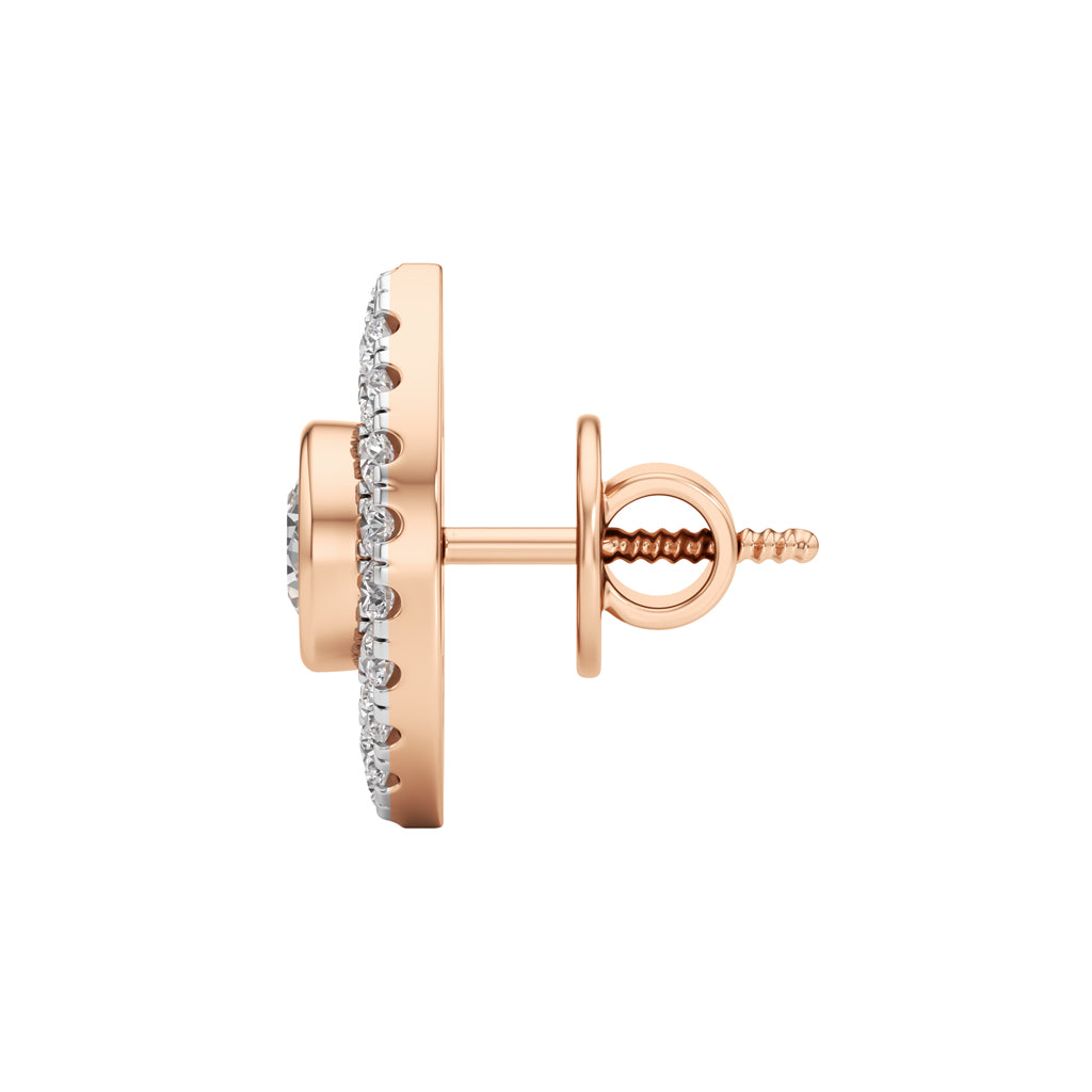 Round Shape,,Halo Studs Earrings