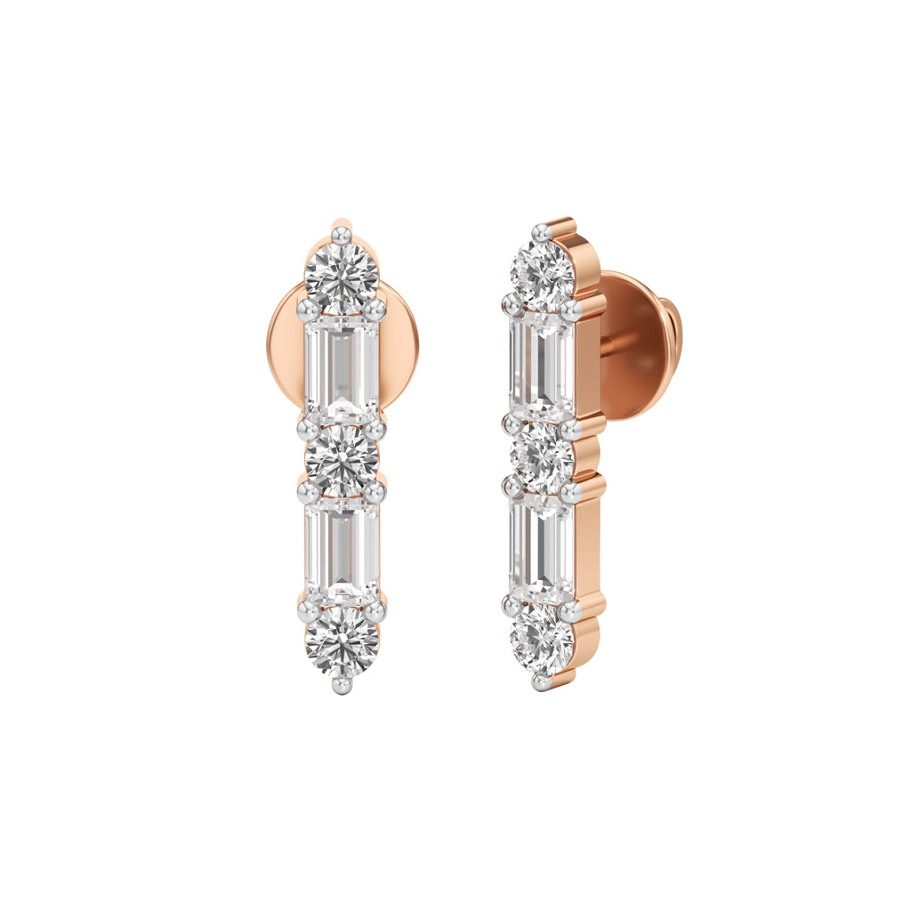 1.25Ct Emerald Shape Fancy Studs Earrings