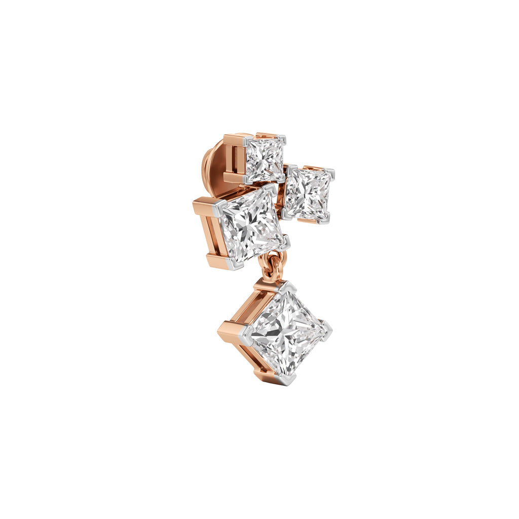 3.25Ct Princess Shape Fancy Studs Earrings