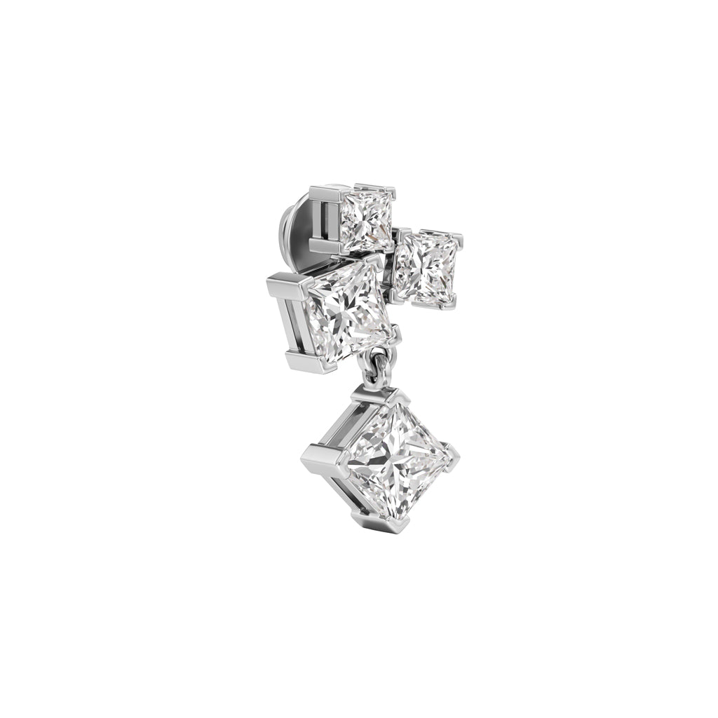 3.25Ct Princess Shape Fancy Studs Earrings