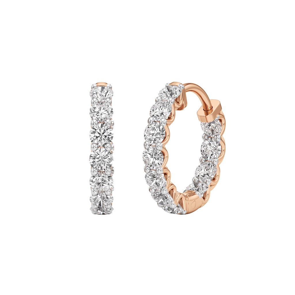 2Ct Round Shape,,Hoops Earrings