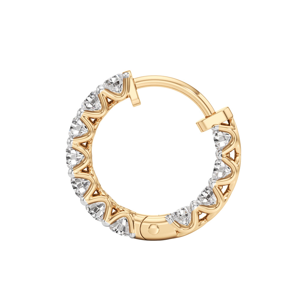 2Ct Round Shape,,Hoops Earrings