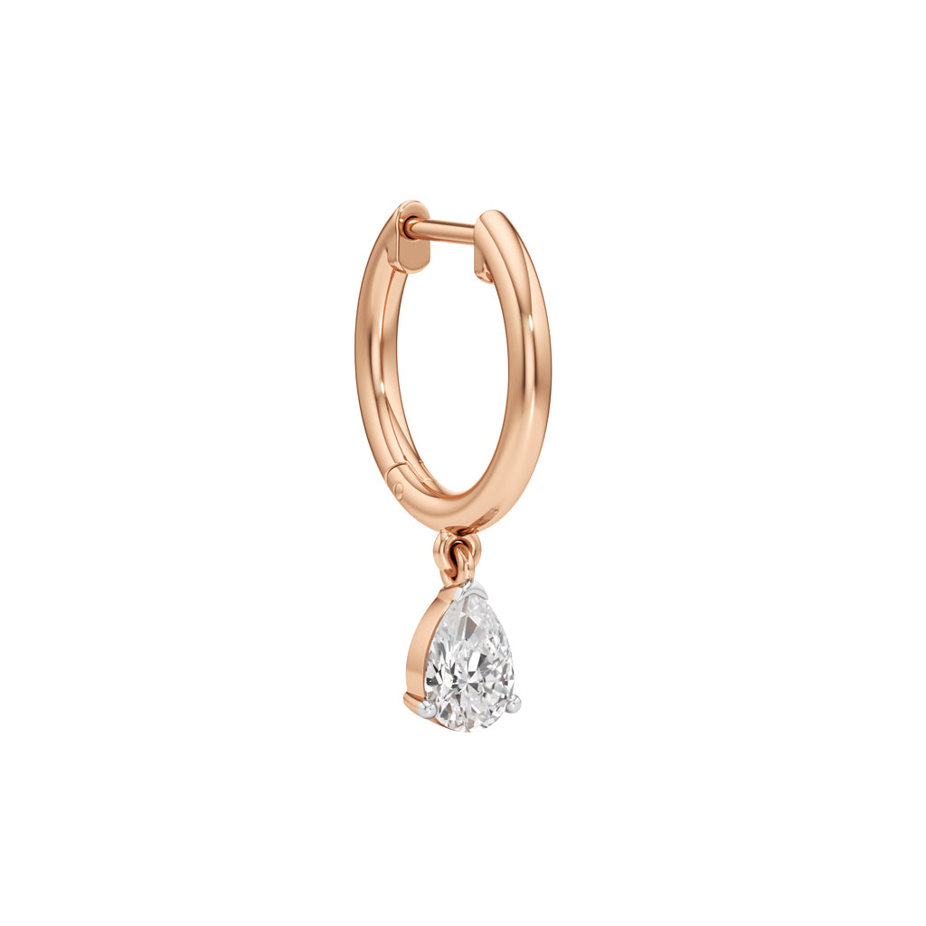 1.00Ct Pear Shape,Hoops Earrings