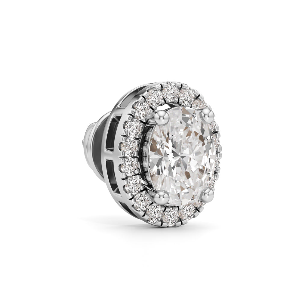 1.75CT Oval Halo Diamond Stud Earrings
