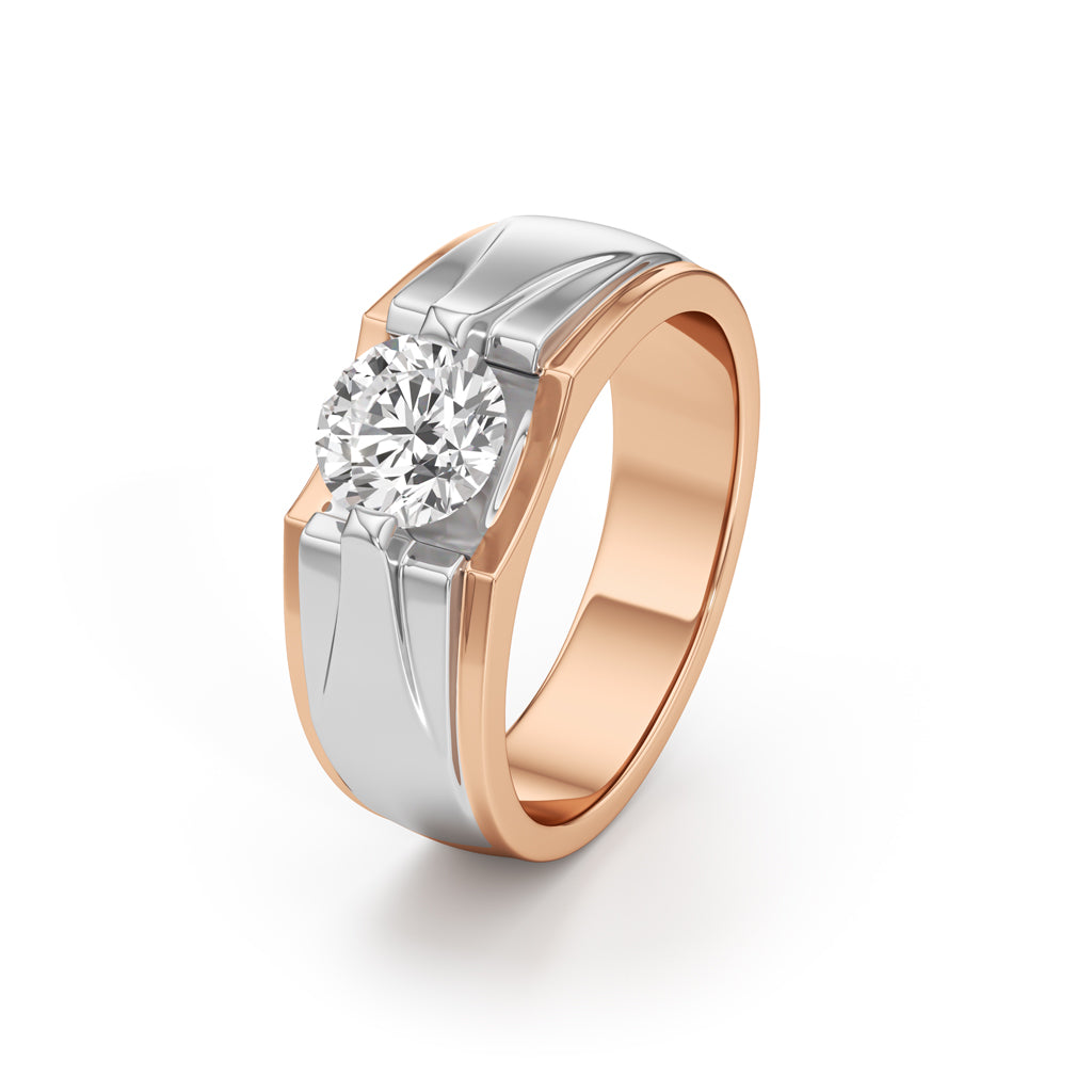 Majestic Dual-Tone Solitaire Diamond Ring for Men