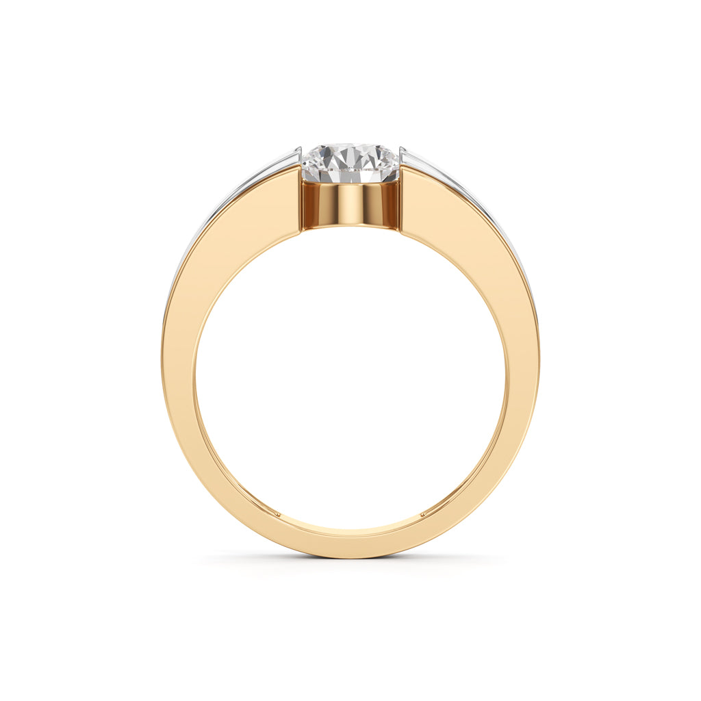 Regal Crest Two-Tone Solitaire Diamond Ring for Men