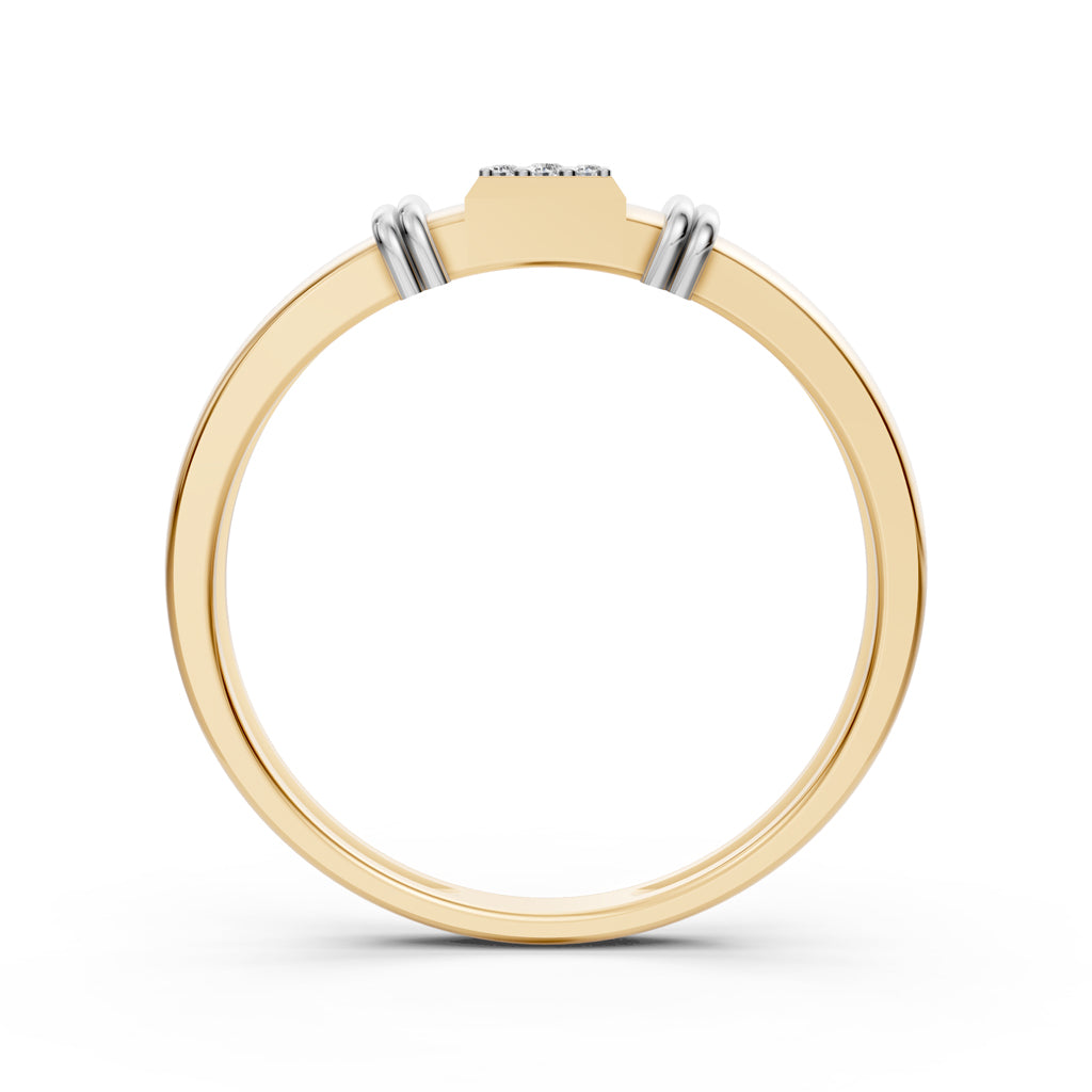 Sophisticated 925 Silver 18k Gold Plated Men’s Band with Rhodium-Accented Pavé Center