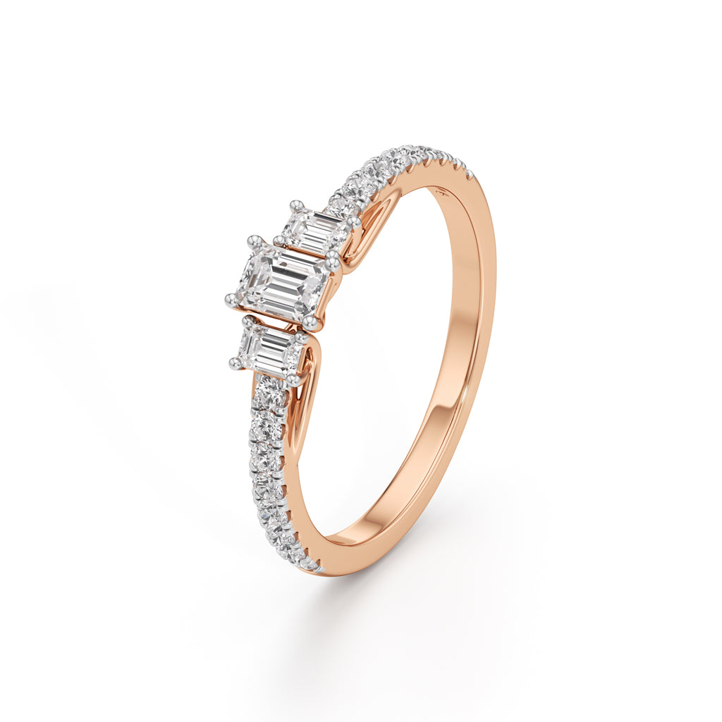 Sidorra 0.5Ct Surface Emerald Cut Side Stone Ring