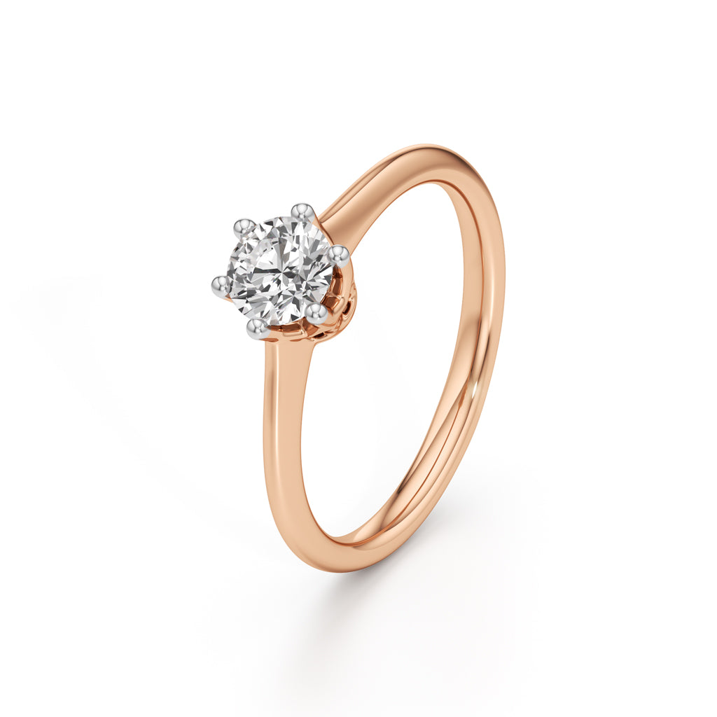 Crystellea 0.50Ct Six Prong Round Cut Solitaire Ring