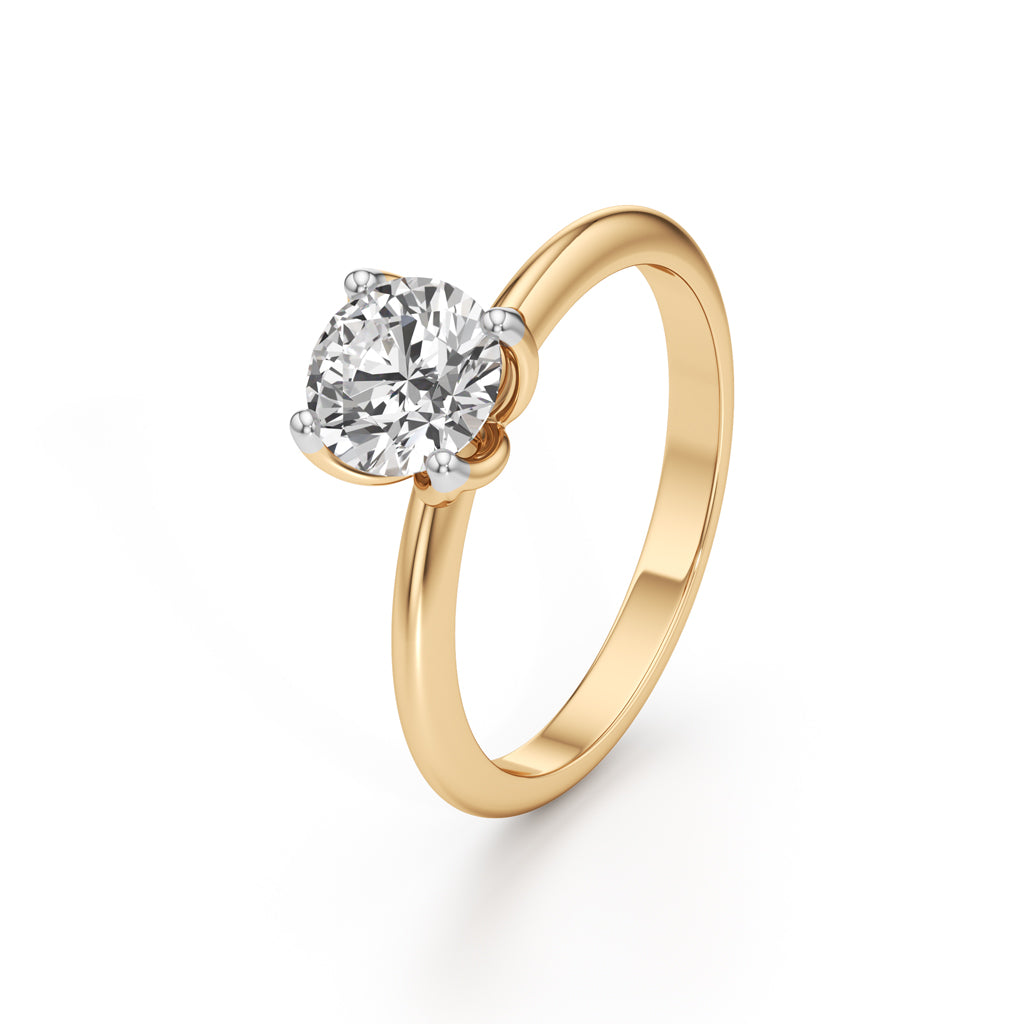 Elegant Solitaire 925 Silver 18k Gold Plated Tulip-Set Statement Ring