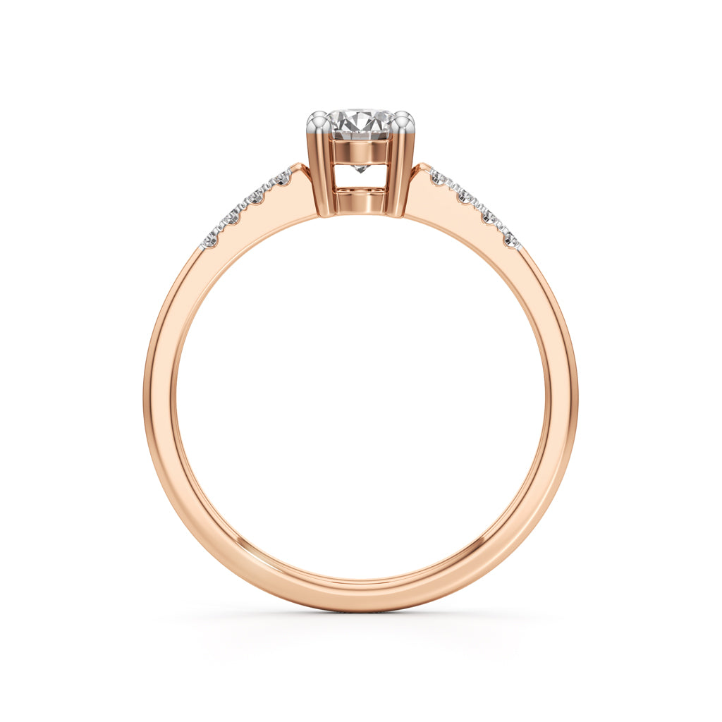 Vistara shared prong round cut side stone ring