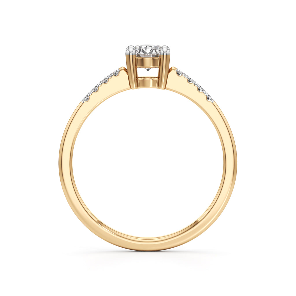 Vistara shared prong round cut side stone ring